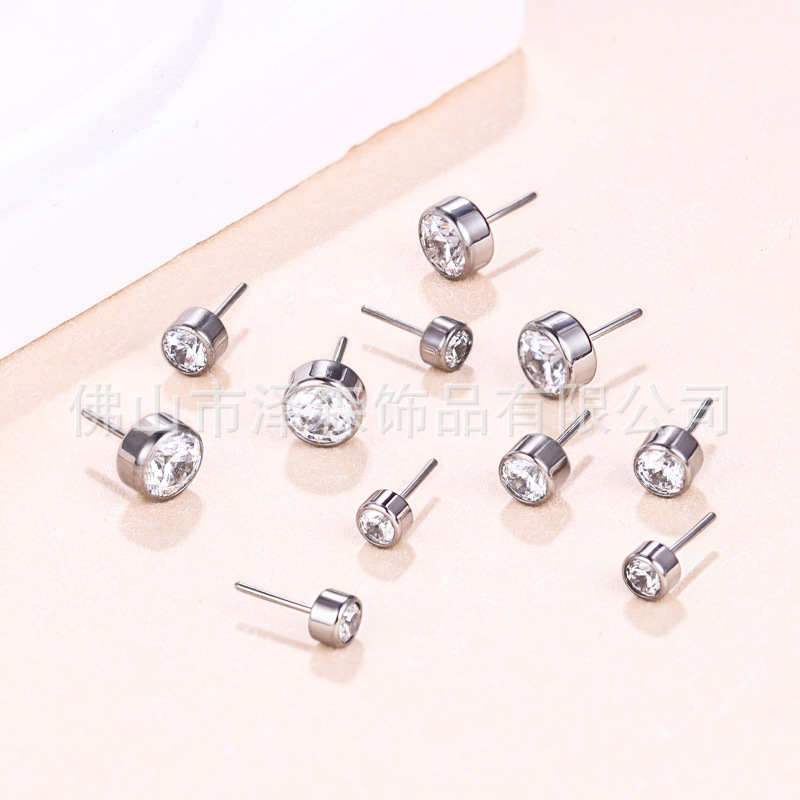 G23 Titanium Labret Stud Earring with 5A Zircon Gem, F136 Titanium Alloy Flat Back Lip Stud, Body Piercing Jewelry for Ear Cartilage Bone - Image 2