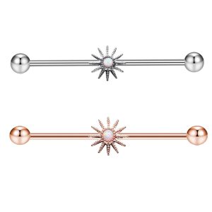 18K Gold Plated Industrial Barbell Star Moon Geometric Cartilage Earring Stainless Steel Body Jewelry