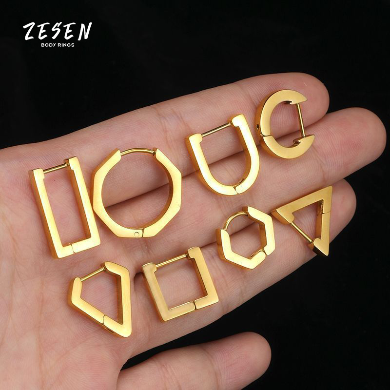 14K Gold Stainless Steel Hoop Earrings for Women - Simple Stylish Ear Clips - Image 3