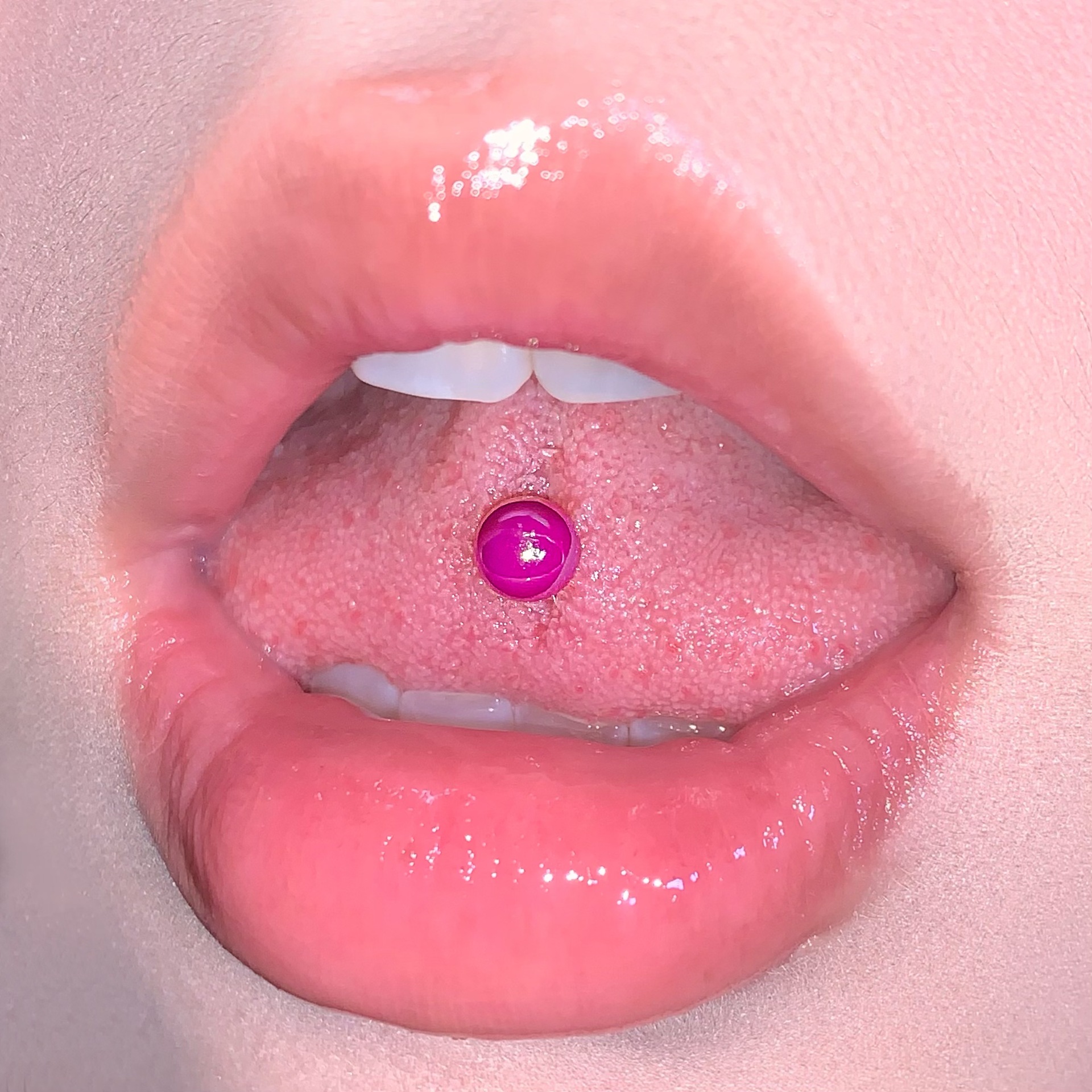 Purple Acrylic Ball Tongue Stud 316L Steel Titanium External Thread Tongue Ring Body Piercing Jewelry - Image 4