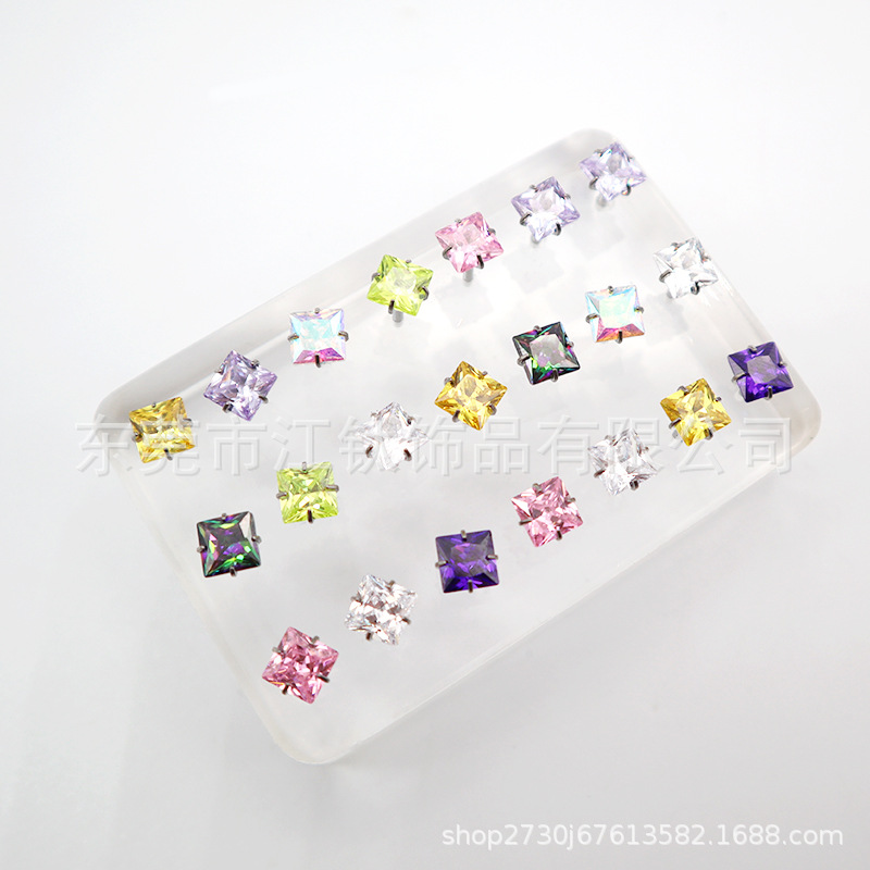 F136 Titanium Earring Thread Inlaid Square Zircon Cross G23 Titanium Alloy Body Piercing Jewelry Ear Bone Nail - Image 3