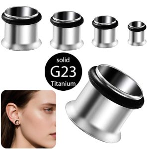 G23 Titanium Ear Expansion Piercing Jewelry - Single Speaker Leather Ring Auricle Stretcher 16mm