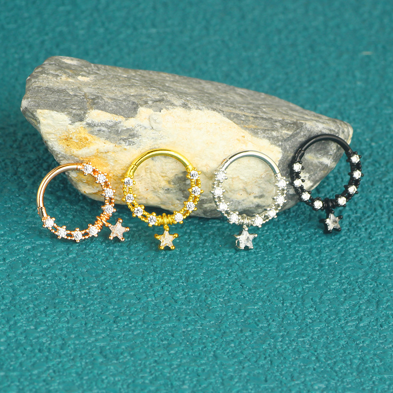 Star Moon Stainless Steel Nose Ring - Fake Nose Piercing Jewelry for Women - Image 3