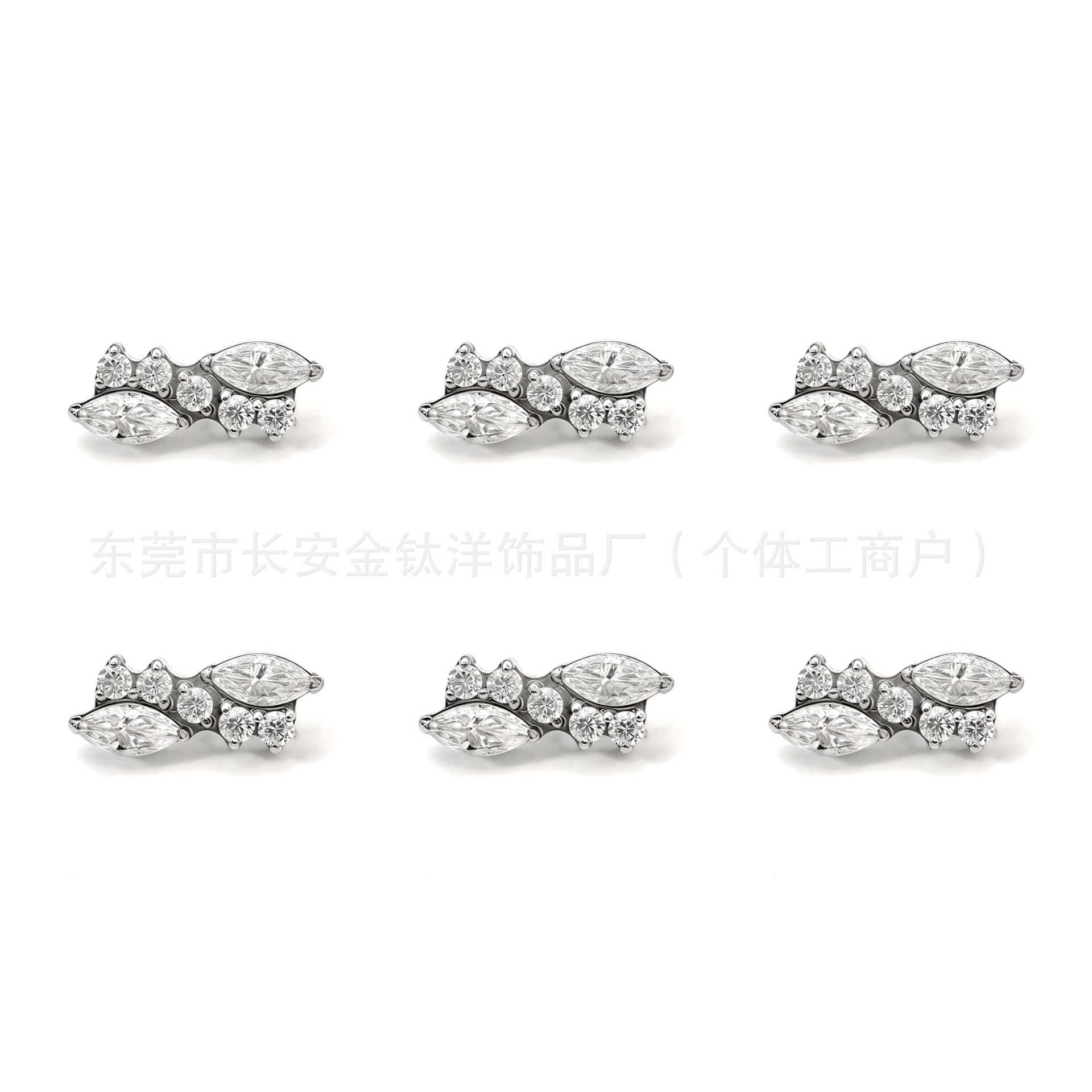 F136 Titanium Full Diamond Marquise Irregular Zircon Ear Studs Lip Studs Ear Bone Studs G23 Titanium Alloy Body Piercing Jewelry - Image 5