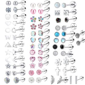 Stainless Steel Moon Heart Shaped Ear Bone Nail Screw Twist Ball Fashion Earrings European American Piercing Men's Earrings