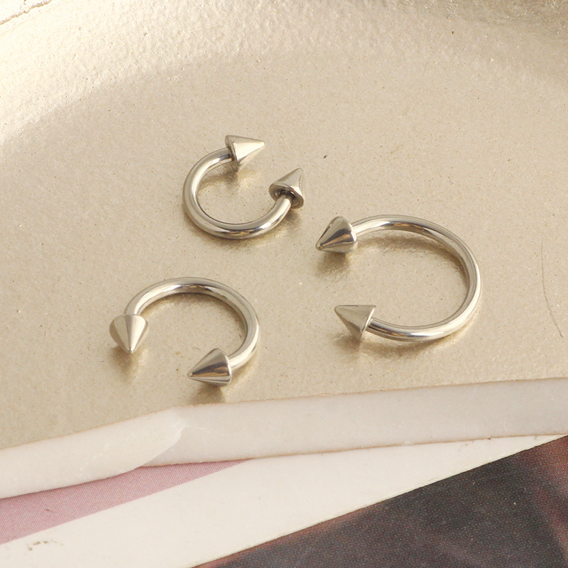 G23 Titanium Alloy External Thread Double Round Ball Curved Barbell CBR Tongue Nipple Septum Nose Ring Multi-Purpose Body Piercing Jewelry - Image 3