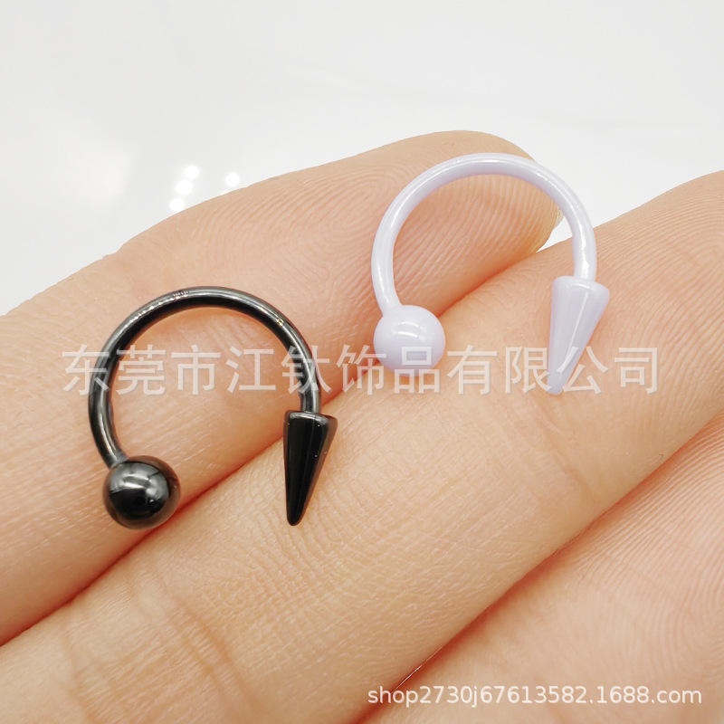 Bioceramic Black Externally Threaded Nose Ring 16G Horseshoe Shape C Barbell Septum Lip Ear Cartilage Piercing Jewelry - Image 4