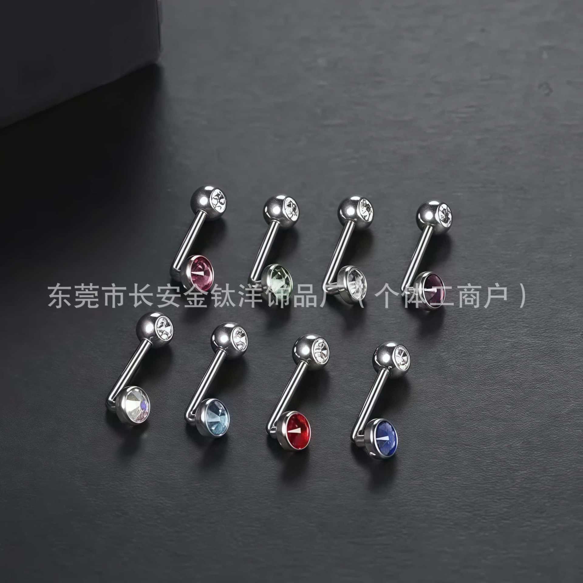 14g Czech Diamond L-Shaped Navel Ring F136 Titanium Belly Button Piercing Jewelry - G23 Titanium Alloy - Image 4