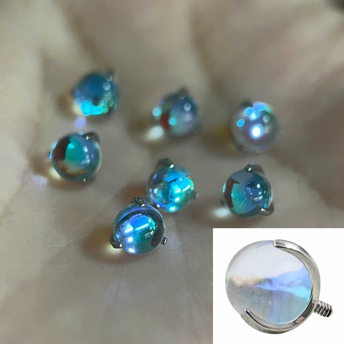 F136 Titanium Alloy Moonstone Earring Replacement Parts - G23 Round Ball Lip Stud Eyebrow Stud Tongue Stud Piercing Jewelry - Image 2