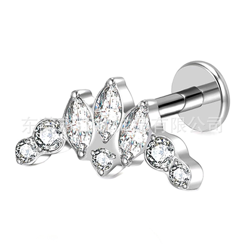 G23 Titanium ASTM F136 Crown CZ Ear Cartilage Stud - Gold 12mm - Image 5