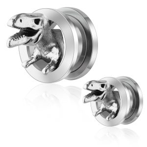3D Dinosaur Tunnel Ear Gauges 6mm-16mm Stainless Steel Auricle Piercing Jewelry