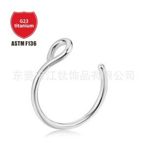 G23 Titanium Nose Stud Lip Ring Fishhook Ring Hollow Nose Ring ASTM F136 Body Piercing Jewelry