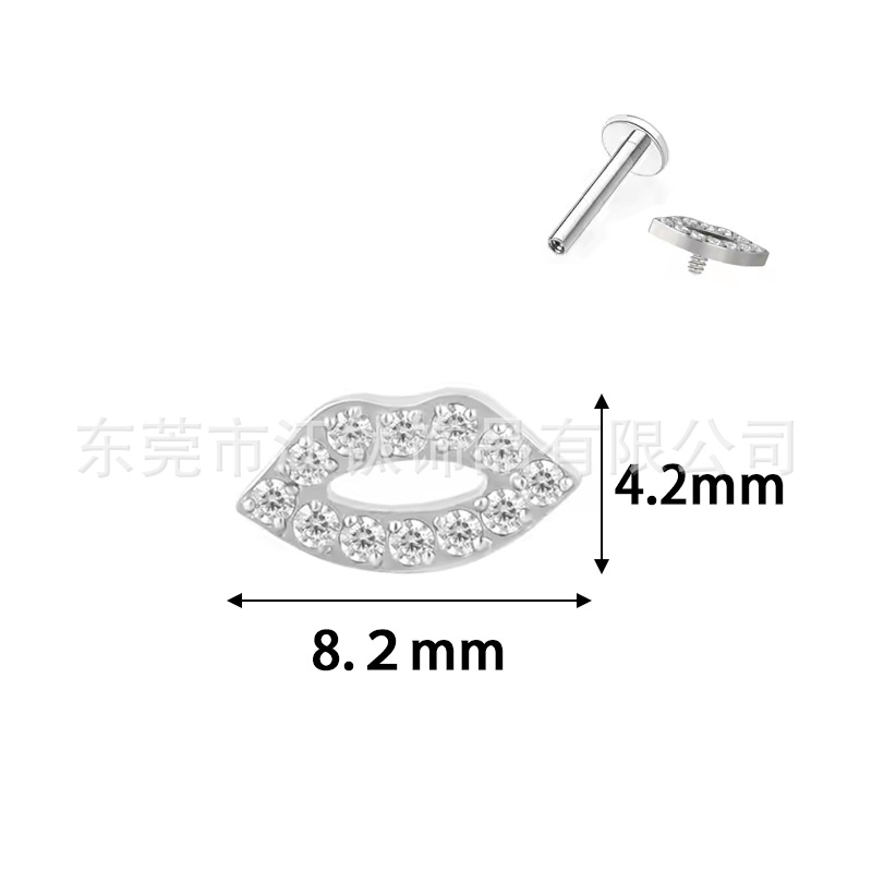 JT740 G23 Titanium Ear Cartilage Stud Lip Inlaid Zircon Geometric Body Piercing Jewelry - Image 3
