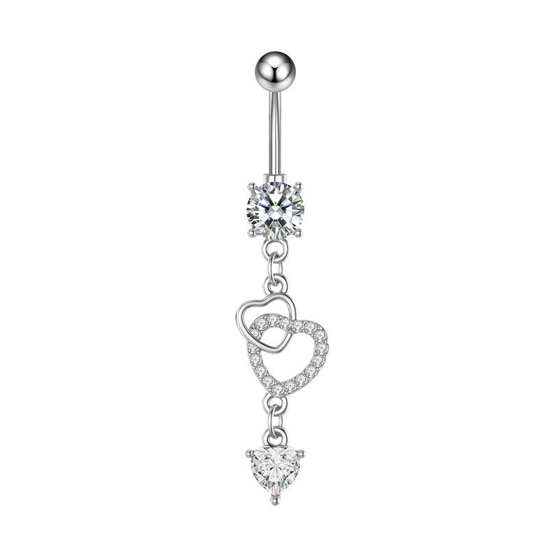 2024 New Fashion Simple Long Bow Zircon Belly Button Ring Navel Piercing Jewelry Copper Gold - Image 4