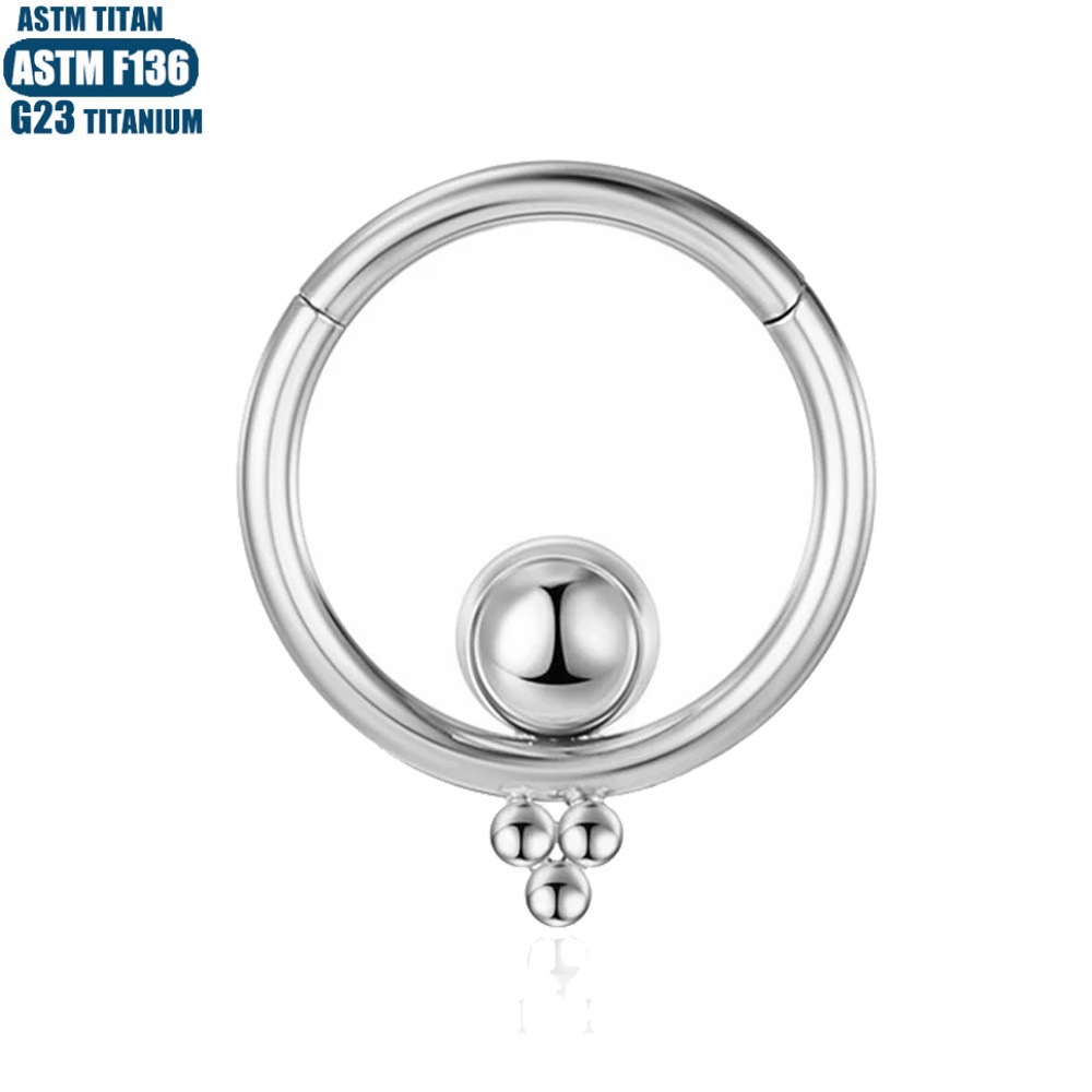 F136 Titanium Nose Ring Seamless Hoop - Welded Bead Hinge Cartilage Earring - Black Geometric Body Piercing Jewelry - Image 3