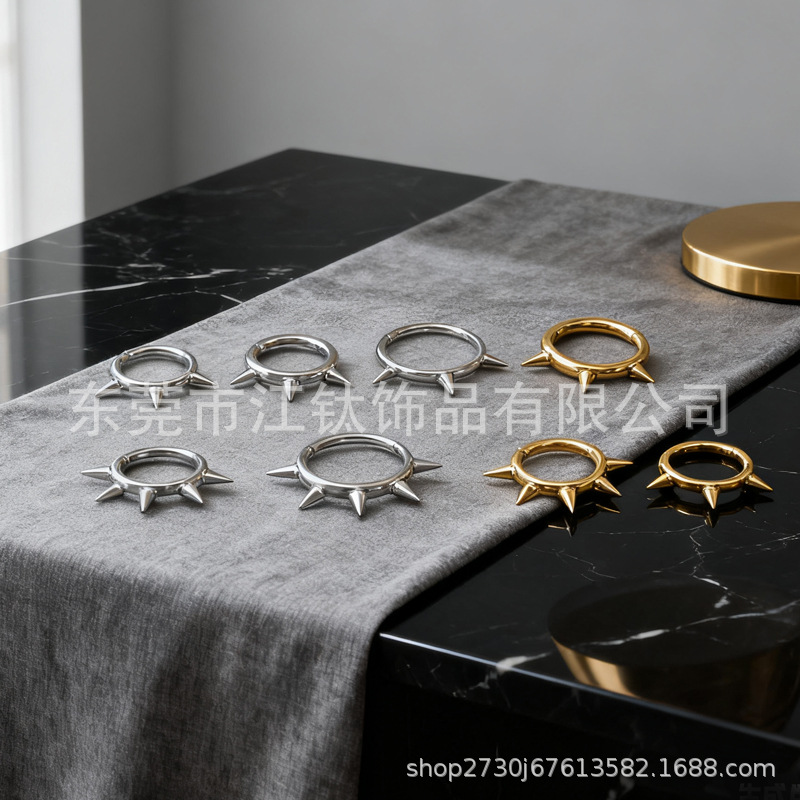 Jiangtai F136 Titanium Nose Ring Pointed Cone Closed Ring Seamless Ring Cross-Border G23 Titanium Alloy Body Piercing Jewelry Earrings - Image 3