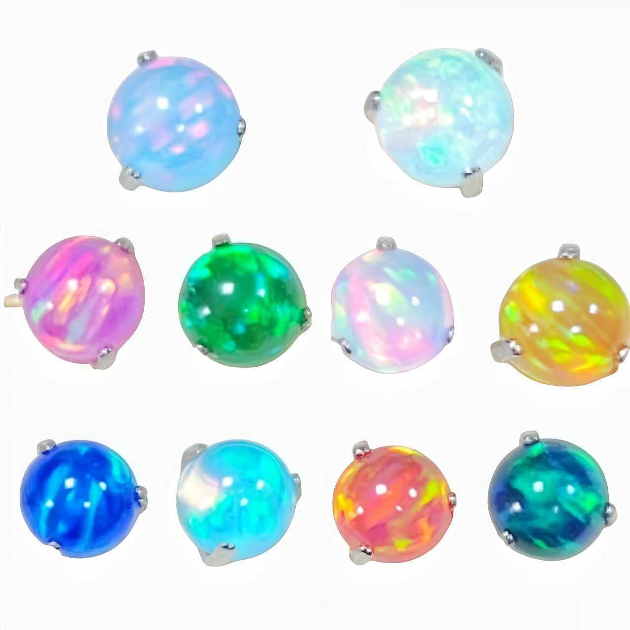 G23 Titanium Alloy External Thread Three-Prong Aurora Jelly Opal Ball Labret Stud Ear Stud Ear Cavity Stud DIY Jewelry - Image 2