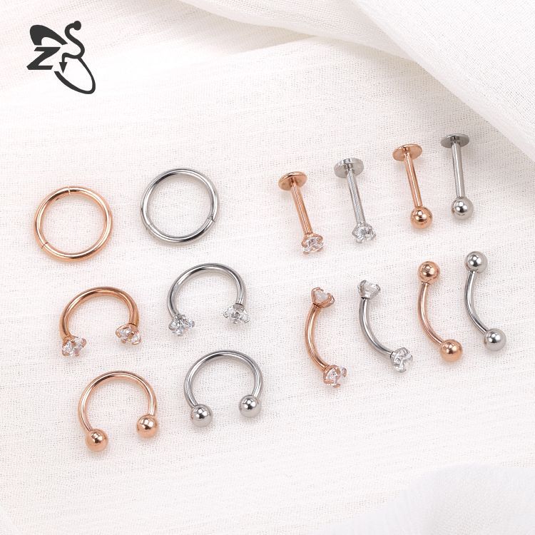 Amazon New Combination Stainless Steel Fake Nose Ring Nose Stud Personality Inner Teeth Lip Nail Invisible Eyebrow Nail Piercing Jewelry - Image 3