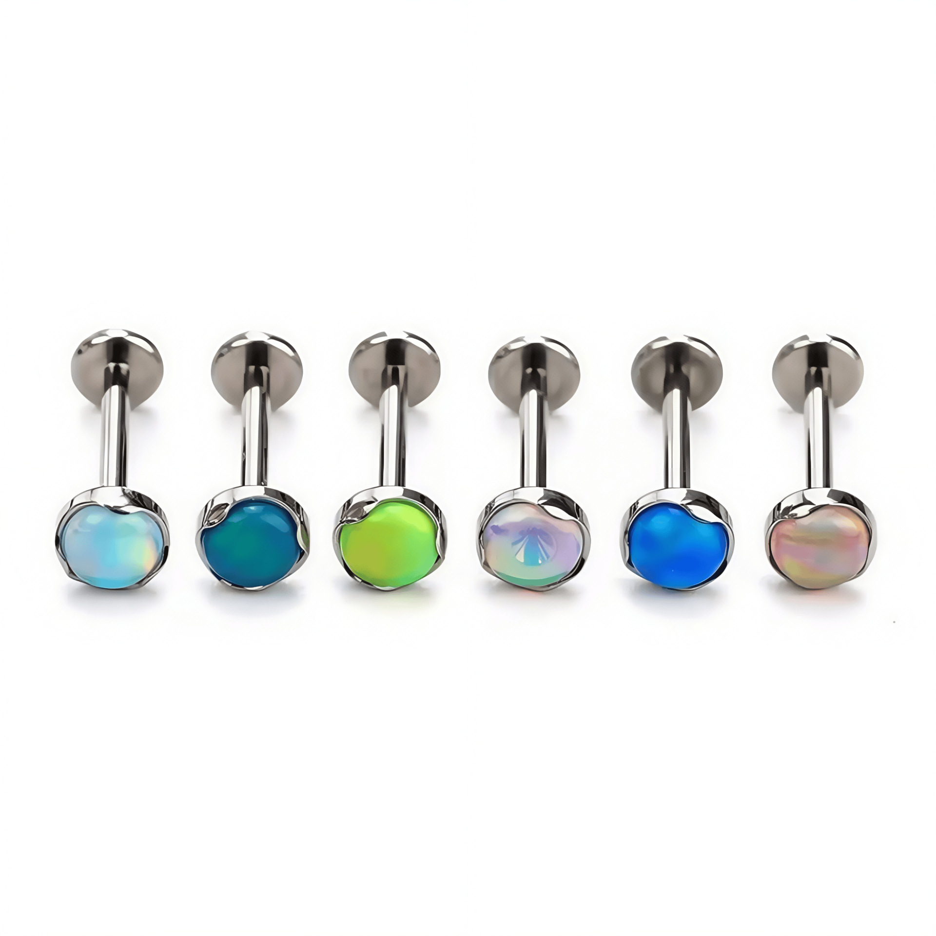F136 Titanium Wave Edge Flat Nebula Opal Ear Nail Ear Bone Nail Tongue Nail G23 Titanium Alloy Piercing Jewelry - Image 5