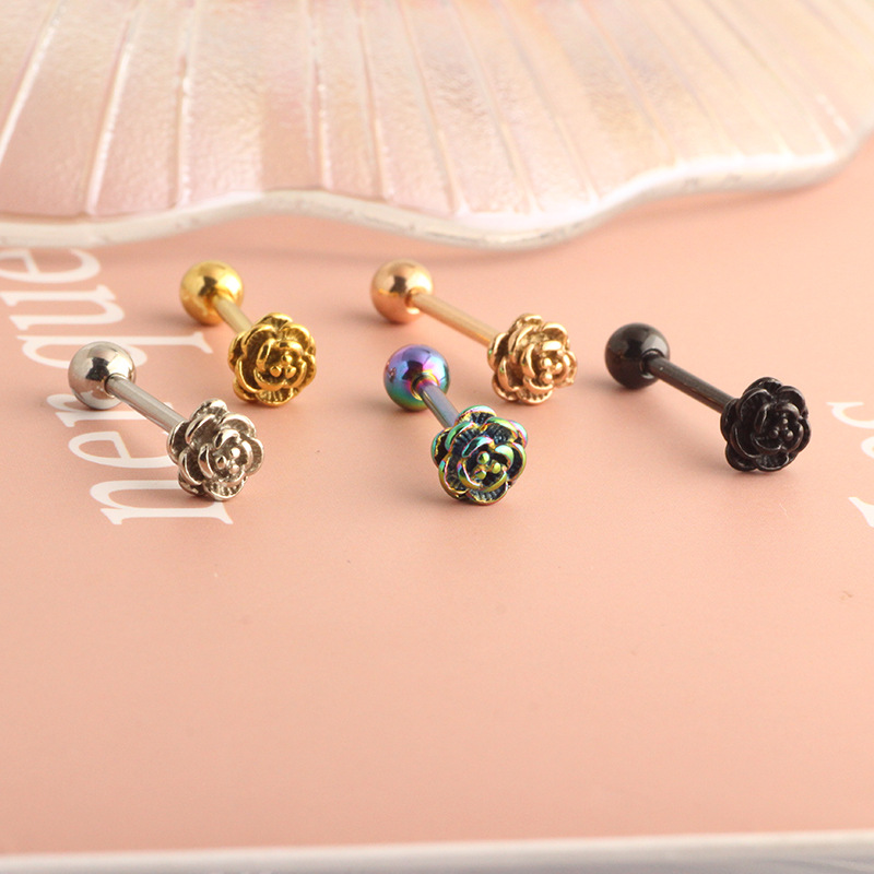 14G Stainless Steel Tongue Barbell External Thread, 3D Effect, 5 Colors, Body Piercing Jewelry - Image 2