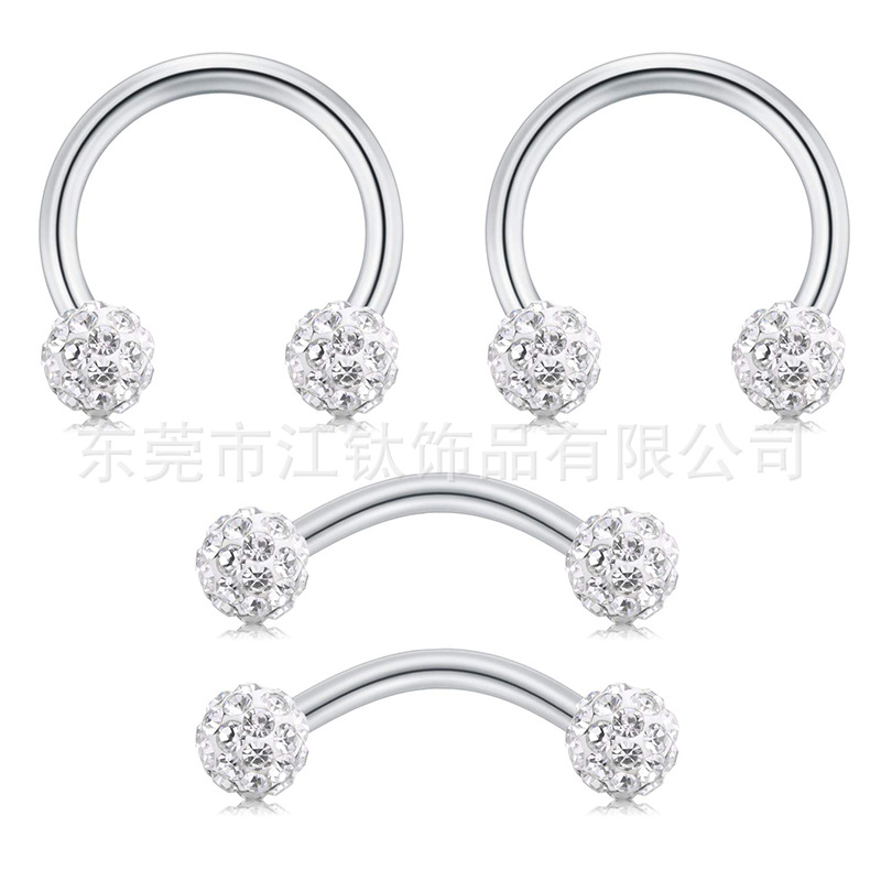 Jiang Ti F136 Titanium Earrings Full Diamond Shambhala Mud Diamond Soft Ceramic Ball Ear Nail G23 Titanium Alloy Puncture Jewelry - Image 5