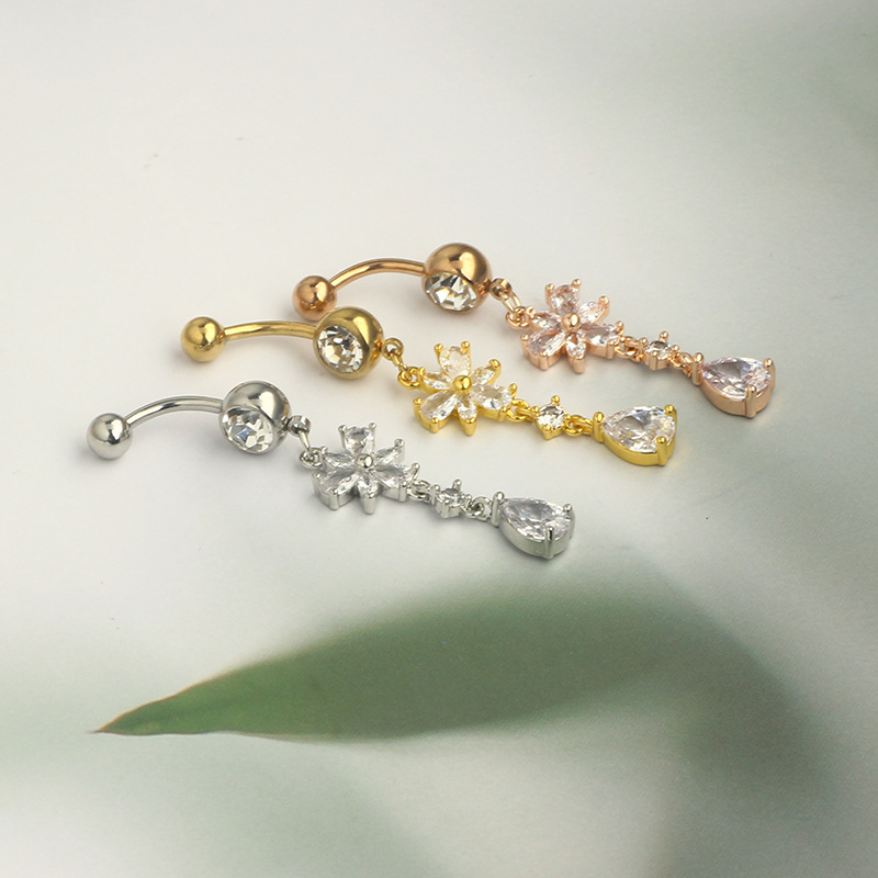 Rose Gold Heart Belly Ring Stainless Steel Navel Jewelry Wholesale - Image 5