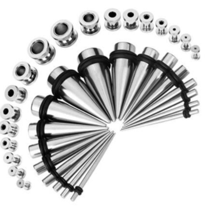 36-Piece Stainless Steel Cone Auricle Piercing Jewelry Set, Pointed Cone Earrings for Men Women - Image 2