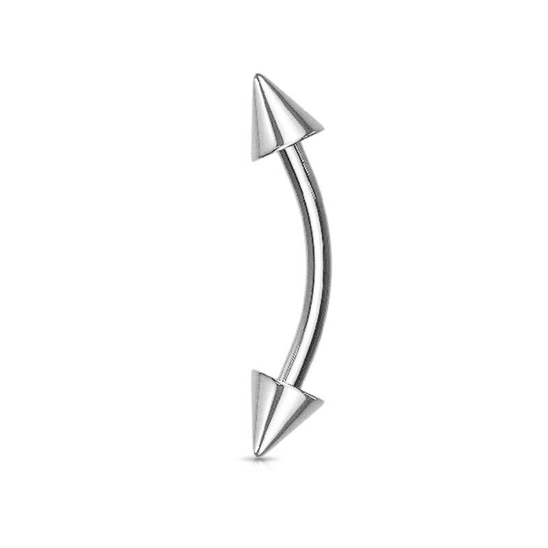 G23 Titanium Alloy Externally Threaded Double-Ended Pointed Cone Round Ball Curved Barbell C-Rod Earring Tongue Nail Breast Nail Piercing Jewelry - Image 3
