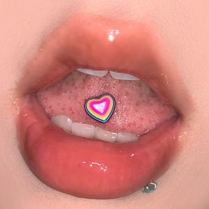 Color Acrylic Love Tongue Barbell 316L Surgical Steel External Thread Dopamine Sweet Cool Body Piercing Jewelry Wholesale