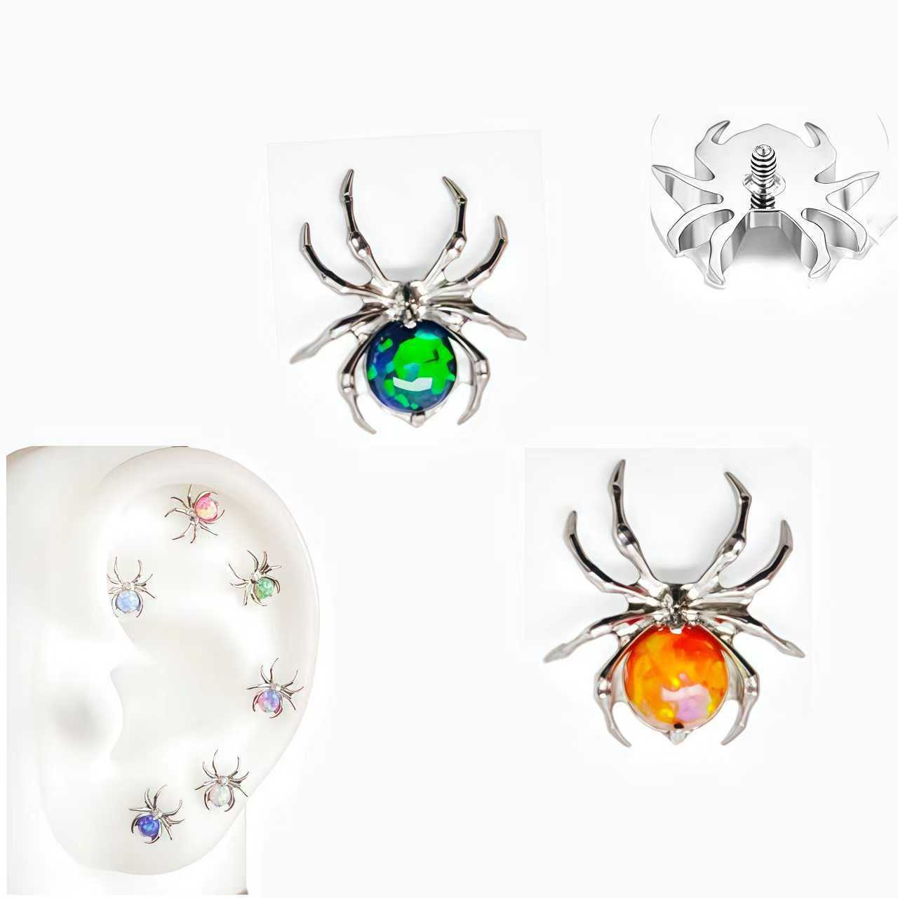 F136 Titanium Spider Opal Lip Nail Jewelry Head G23 Titanium Alloy Ear Nail Replacement Head Human Body Piercing Bone Nail Snail Nail - Image 2