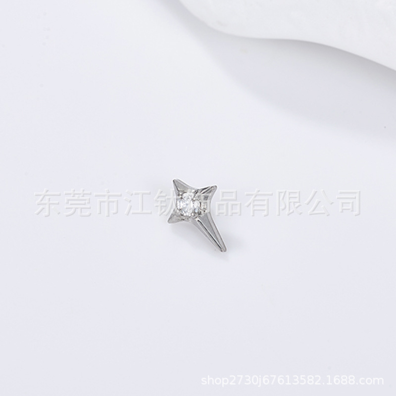 Four Mangxing Star Diamond Earring Cartilage Stud Implant Grade G23 Titanium Alloy Body Piercing Ear Bone Nail 1.2mm - Image 4