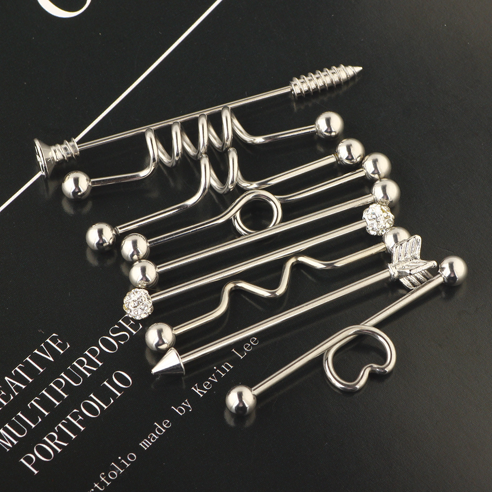 Amazon Piercing Jewelry Set Long Rod Stud Earrings Body Piercing Stainless Steel Industrial Barbell - Image 3