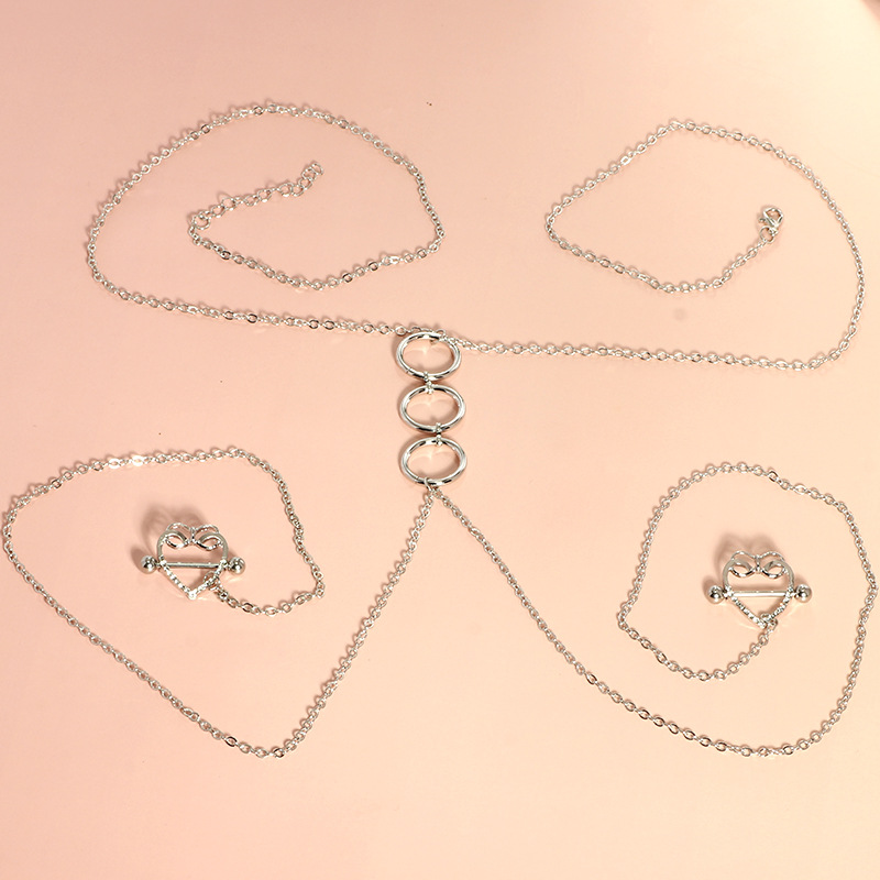 2025 Amazon Tassel Nipple Chain Rhinestone Necklace Body Chain Chest Chain Women's Sexy Accessories - Image 4