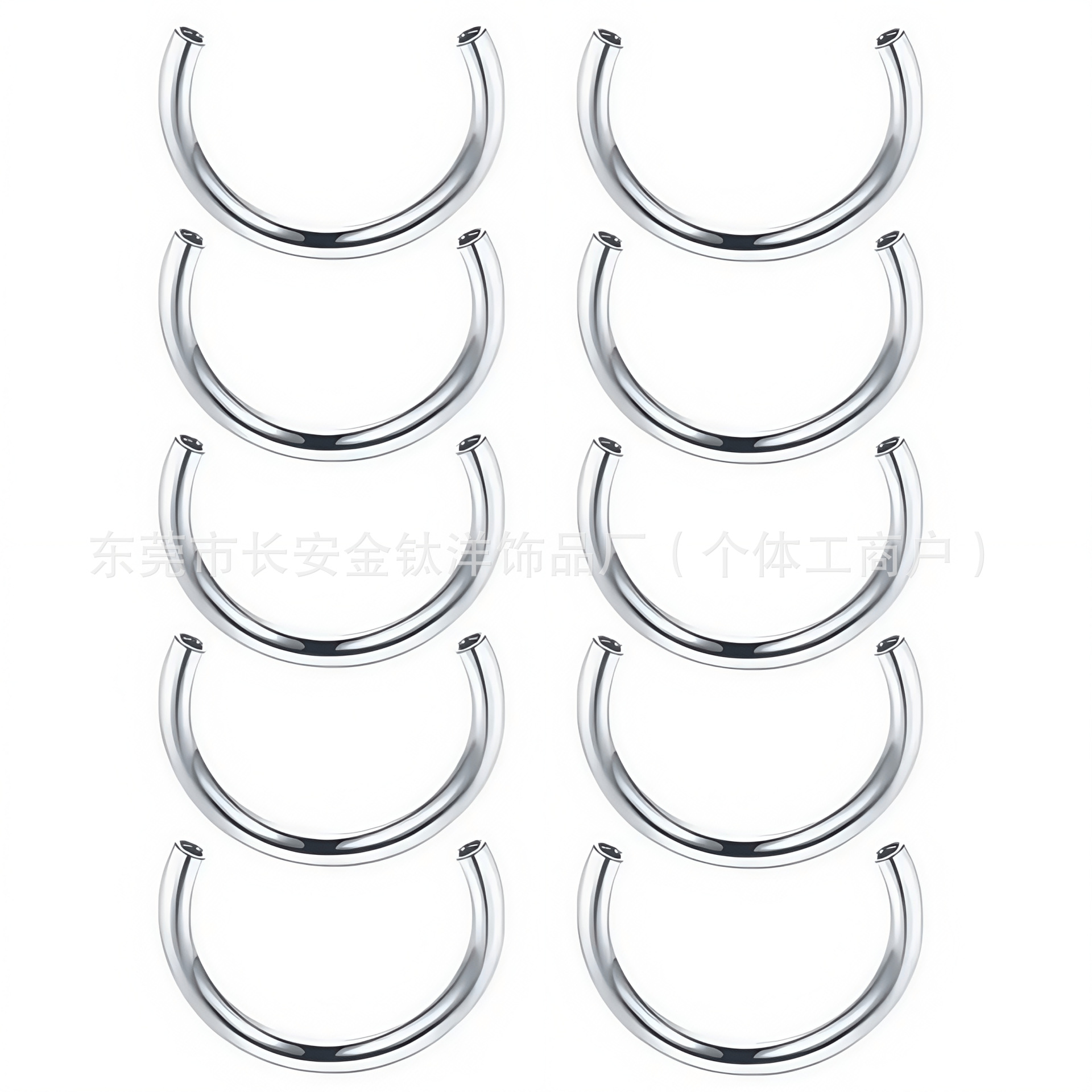 F136 Titanium D-Shaped Nose Ring C-Bar Horseshoe Ring Ear Bone Ring Lip Ring G23 Titanium Alloy Body Piercing Jewelry - Image 3