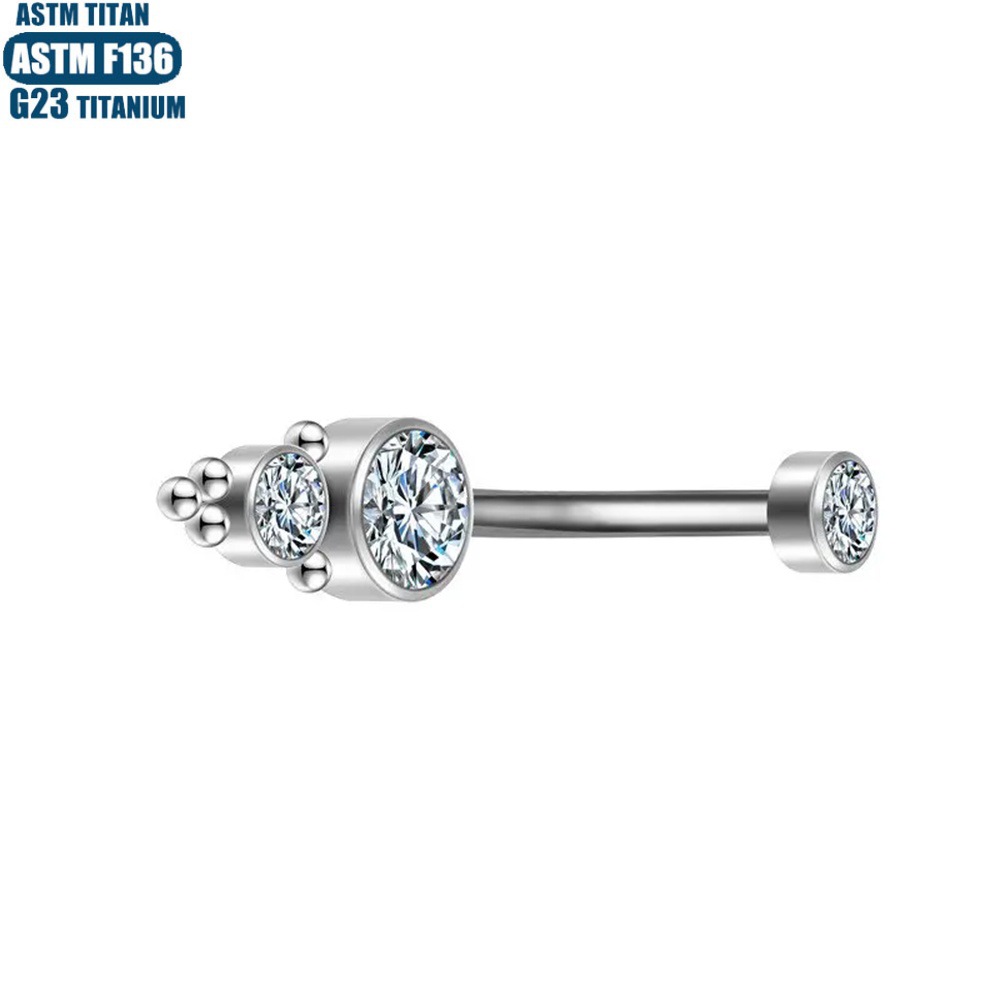 Hot Sale F136 Titanium Navel Ring Internally Threaded Diamond Ball Belly Button Jewelry 14G - Image 3