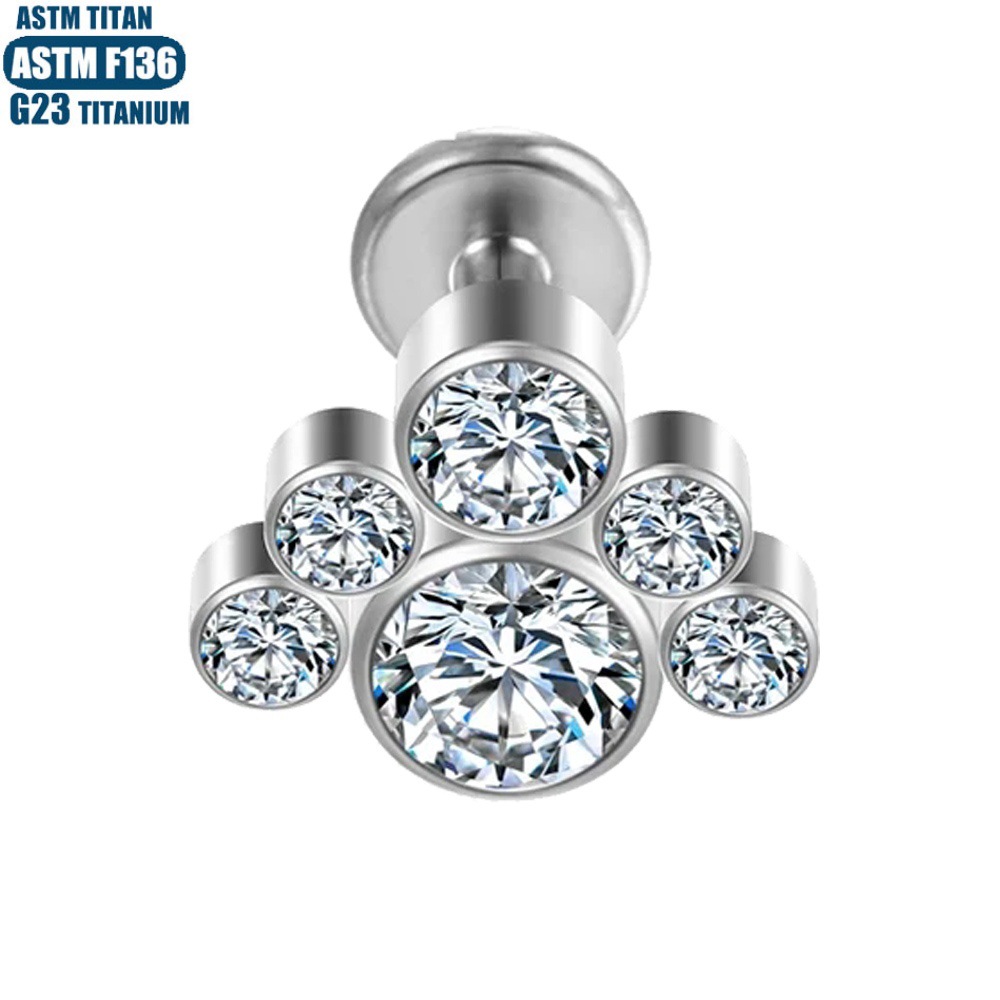 F136 Titanium Lip Ring Zircon Piercing Jewelry Inner Teeth Thread Tracing Pierced Earring Ring - Image 4