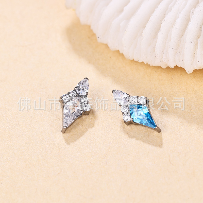 F136 Titanium Alloy Rhombus Zircon Ear Bone Studs Lip Tongue Body Piercing Jewelry - Image 2