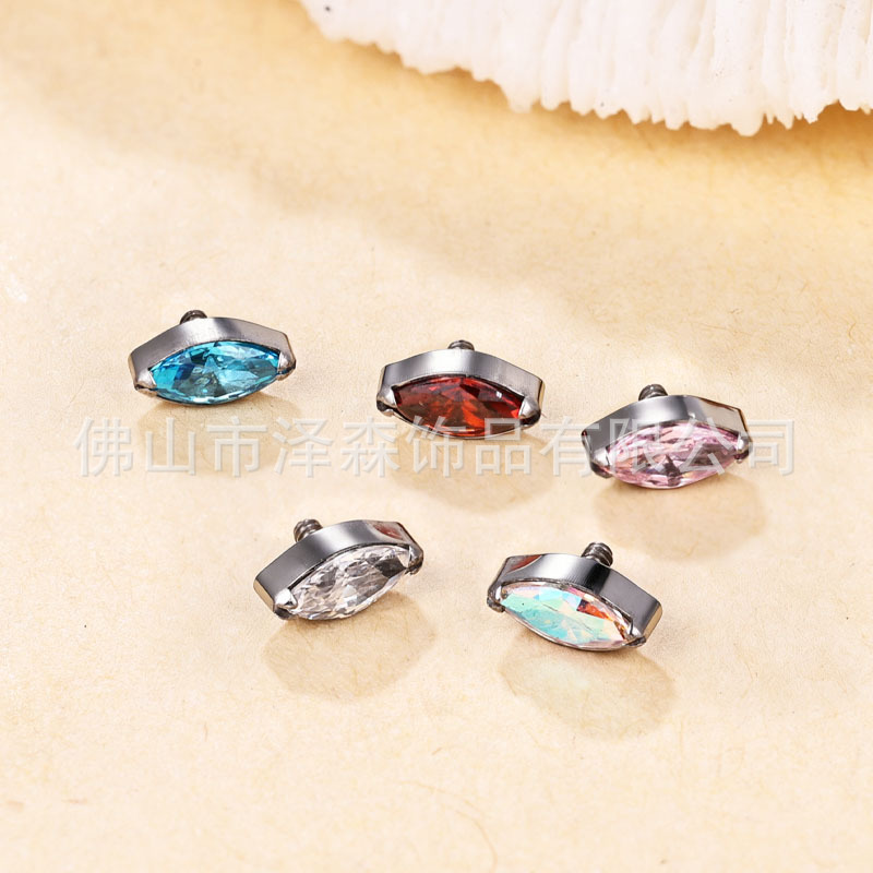 F136 Titanium Alloy Ear Piercing Jewelry Marquise CZ Ear Bone Stud G23 Titanium Zircon Lip Stud Body Jewelry - Image 2