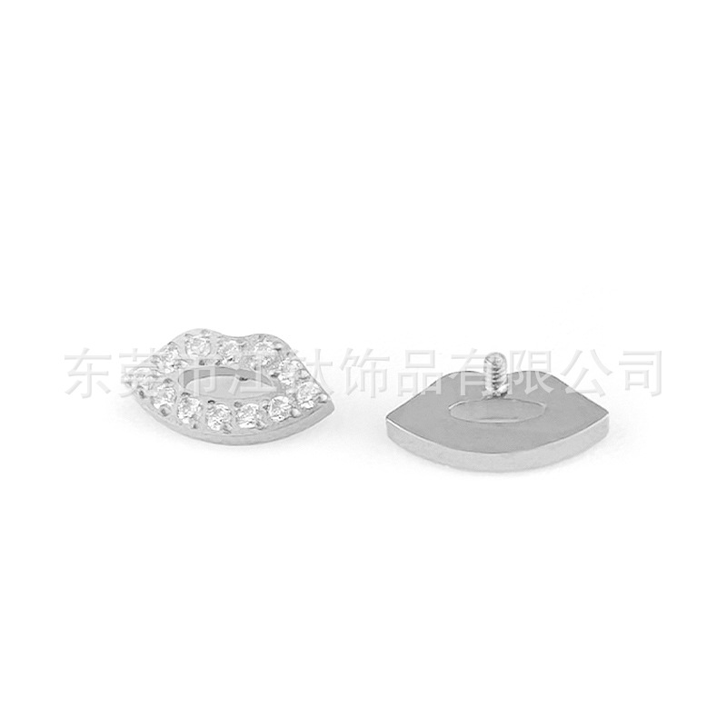 JT740 G23 Titanium Ear Cartilage Stud Lip Inlaid Zircon Geometric Body Piercing Jewelry - Image 2