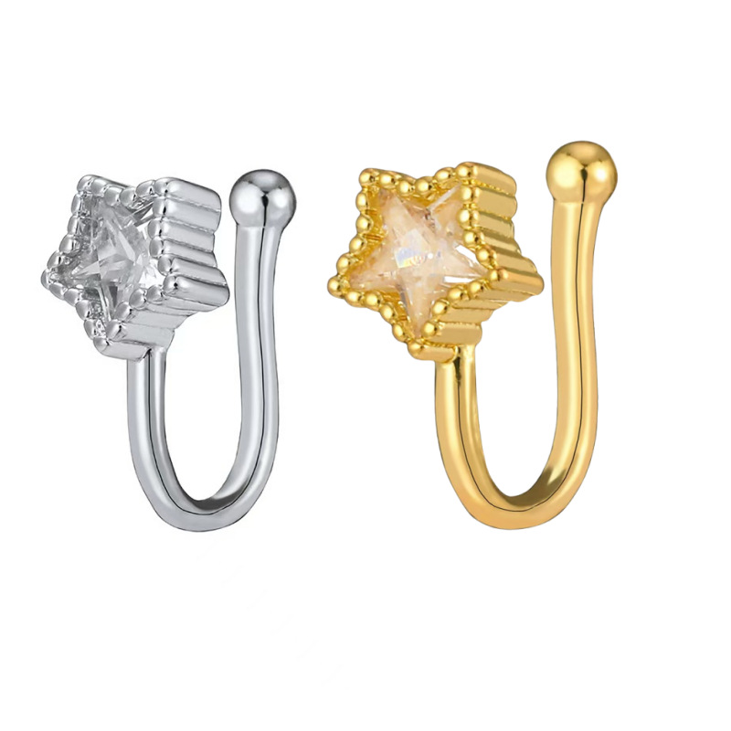 Flower Copper Micro-Set Diamond U-Shape Fake Nose Ring Clip Non-Pierced Fashionable Nose Jewelry - Image 3