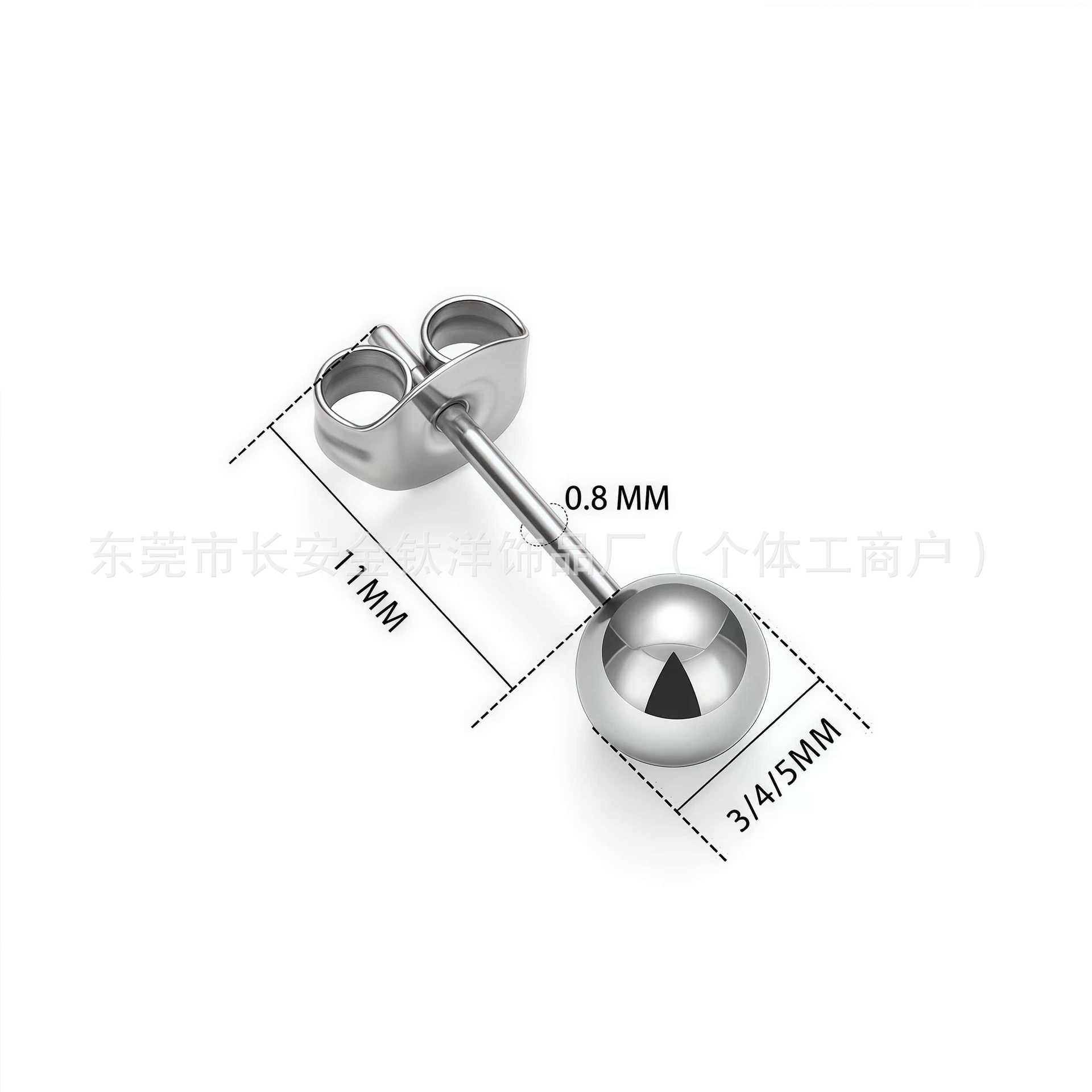 F136 Titanium Earrings Round Ball Butterfly Buckle Fine Needle Integrated Earplugs Ear Bone Nails G23 Titanium Alloy Body Piercing Jewelry - Image 3