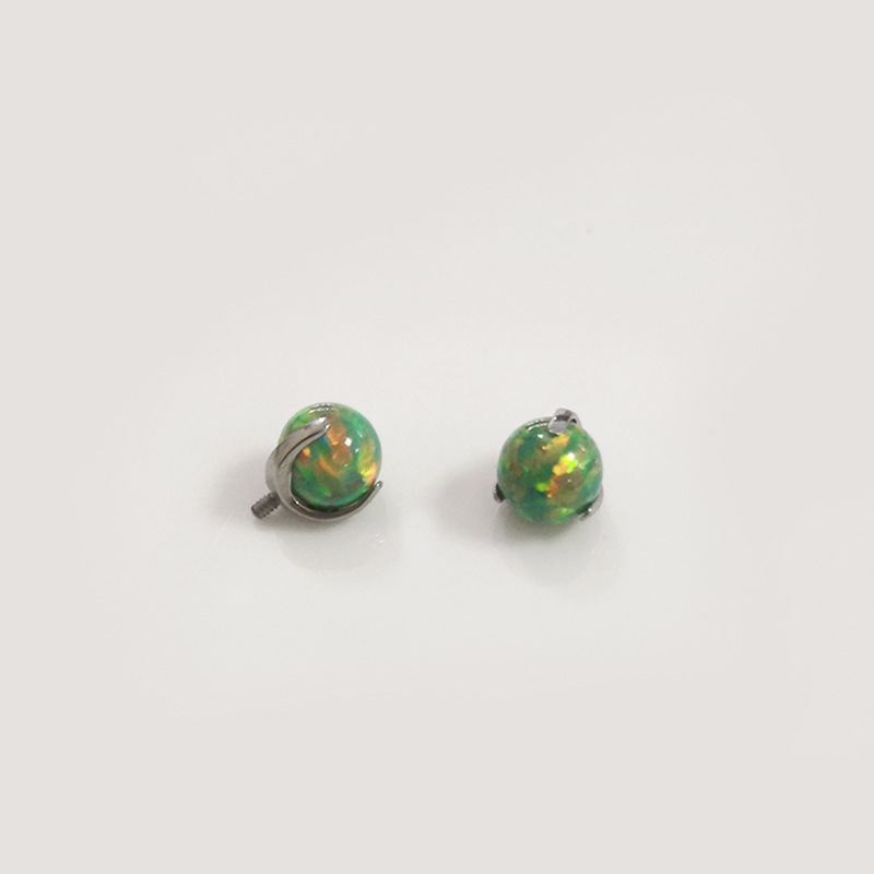 F136 Lip Nail Opal 3/4/5mm Three-claw Ball Opal Ball G23 Titanium Piercing Jewelry Accessories Tongue Nail Ear Bone Nail - Image 2