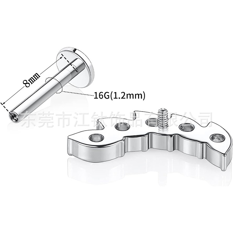G23 Titanium Horse Eye Ear Stud Inlaid with 5A Zircon, Cross-border Hot Selling Ear Cartilage Jewelry Lip Nail - Image 2