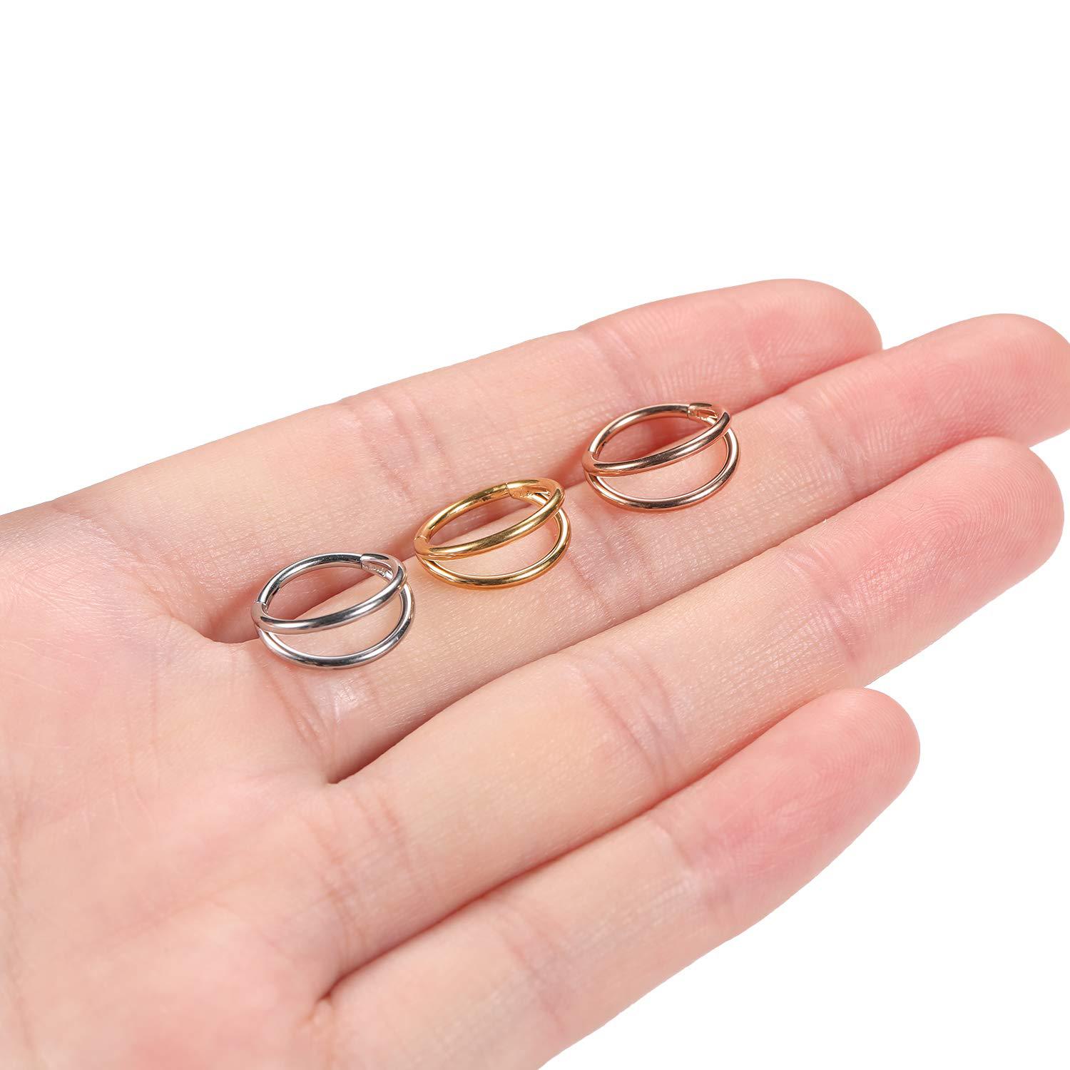 G23 Titanium Nose Ring Double Ring Closed Ring Earrings Hoop Body Piercing Jewelry - Image 2