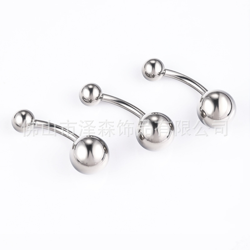 F136 Titanium Alloy Navel Ring Double Ball Internally Threaded Belly Button Ring G23 Titanium Curved Barbell Body Piercing Jewelry - Image 5