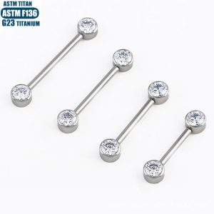 F136 Titanium Alloy Zircon Mammary Ring Internally Threaded Spiral Body Piercing Nipple Tragus Ear Bone Nail