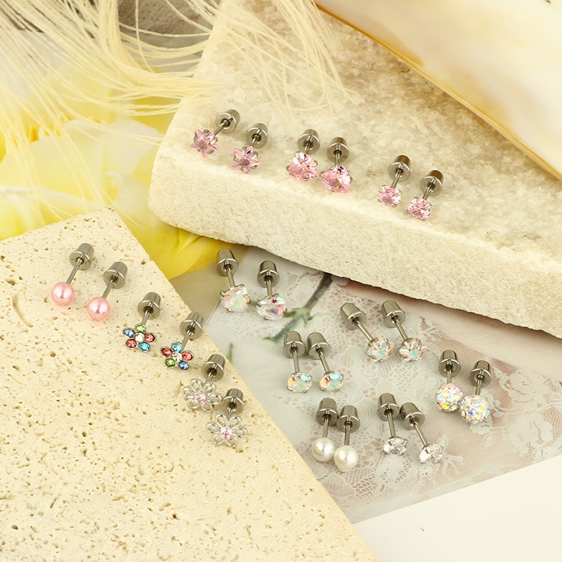 12 Pair Set Bullet Earrings Women Piercing Jewelry Stainless Steel Geometric Vintage Style - Image 3