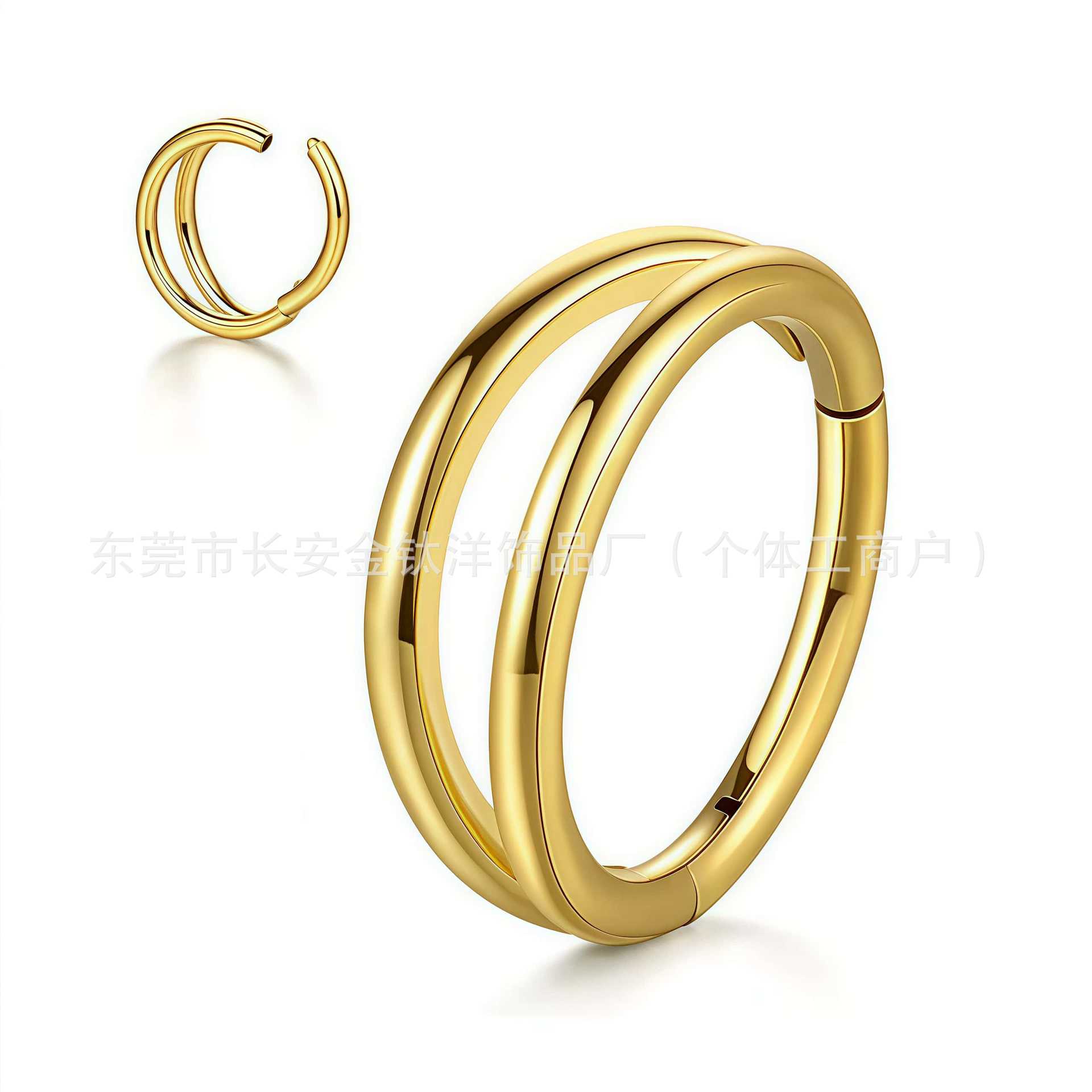 F136 Titanium Double-Layer Seamless Open Nose Ring, Ear Ring, Lip Ring, Ear Bone Ring - G23 Titanium Alloy Body Piercing Jewelry - Image 2