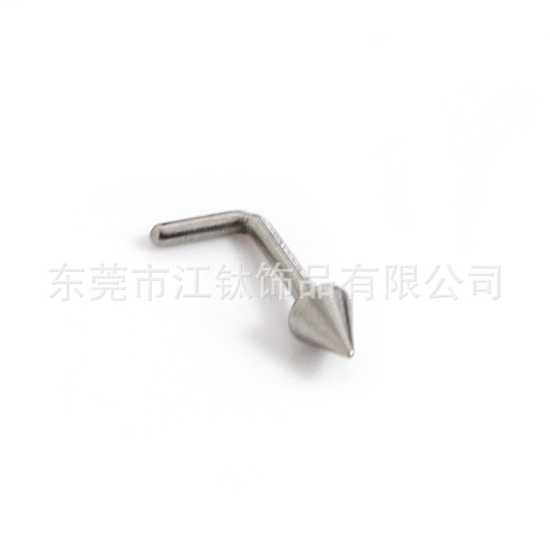 F136 Titanium Sharp Cone Nose Stud S-L Bend L-Pin Nose Piercing Jewelry G23 Titanium Alloy Body Jewelry - Image 4