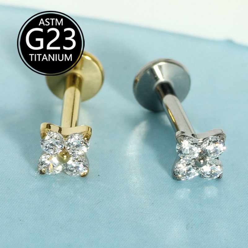 G23 Titanium Alloy Set Zircon Cross Lip Labret Stud Body Piercing Jewelry Wholesale - Image 5